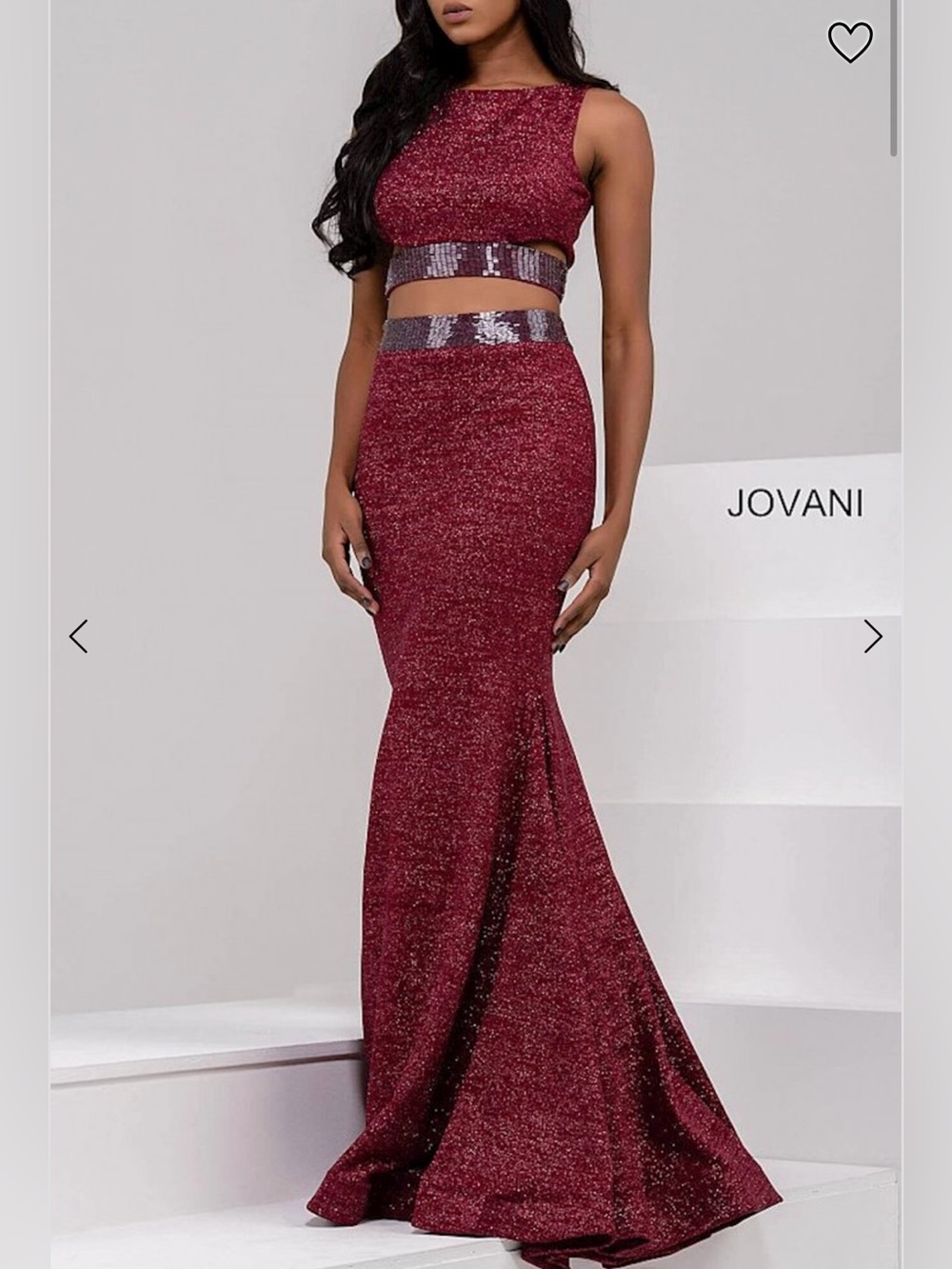 Jovani Shimmering Wine Two-Piece Mermaid Gown